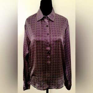 CABI Classic green and purple geometric print silk Blouse - Small